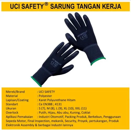 Hand Gloves Coating Karet Bahan Nylon Polyester Sarung Tangan Kerja Safety Gloves