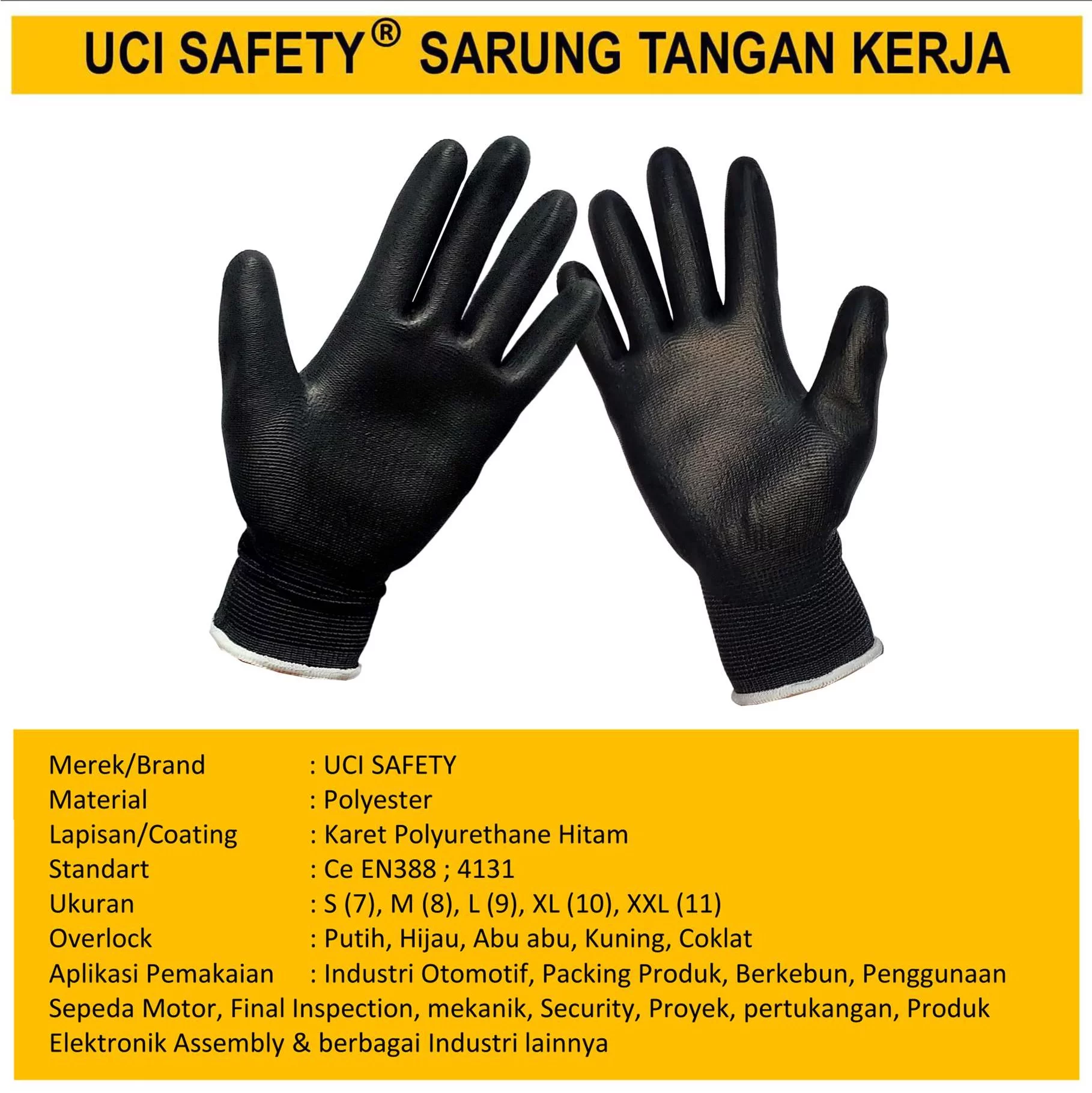 Hand Gloves Coating Karet Bahan Nylon Polyester Sarung Tangan Kerja Palmfit - Gambar 3