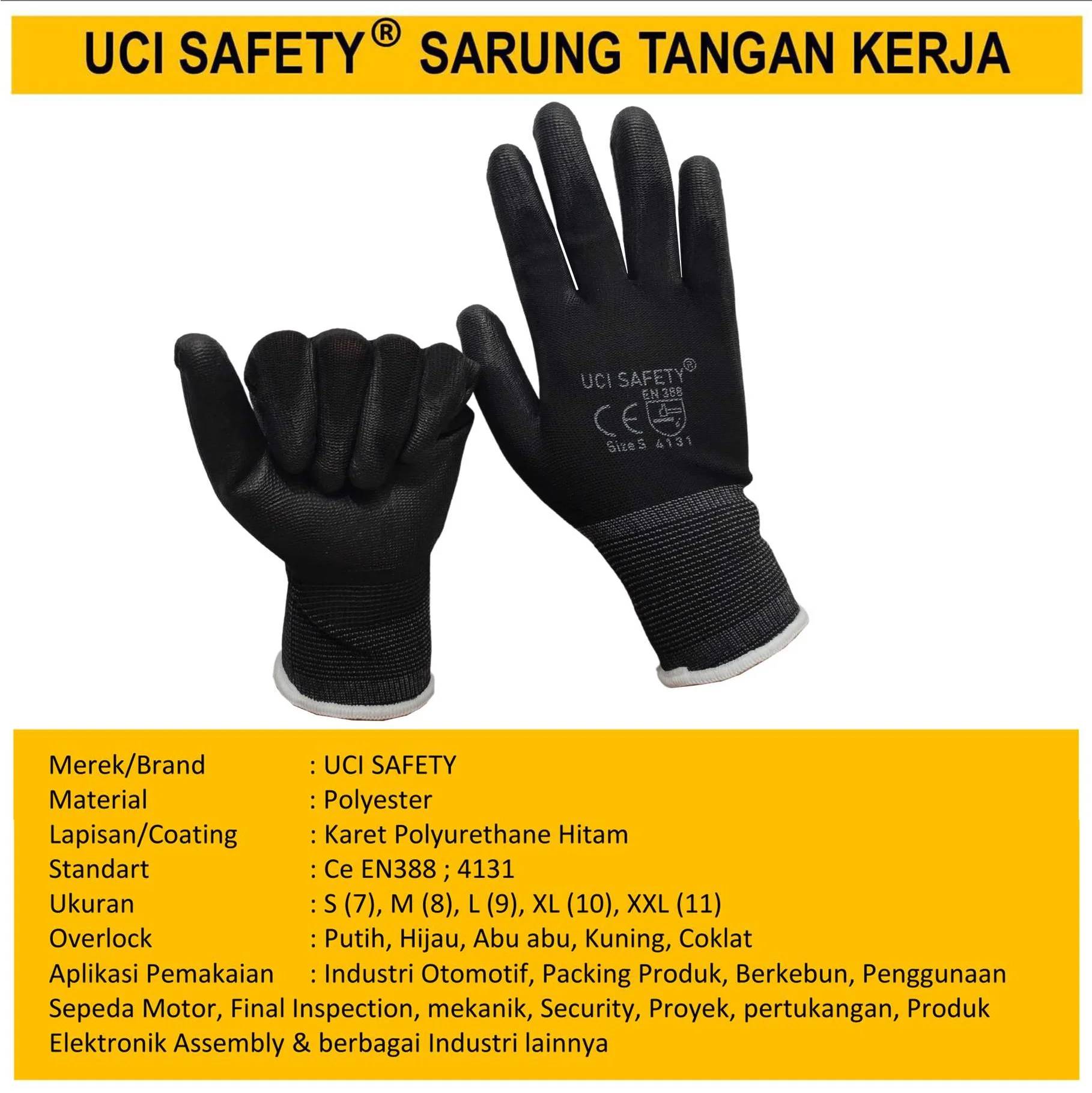 otomotif Mekanik Bengkel Montir Motor Telapak Tangan dilapisi karet Packing Polyurethane Palm Fit Proyek Tukang Bagunan - Gambar 2