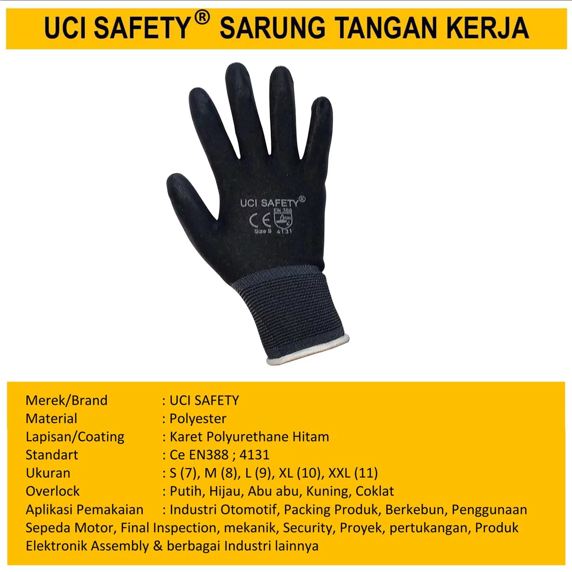 Proyek Tukang Bagunan Anti Slip Uci Safety Berkebun Pengaman kerja PU - Gambar 2