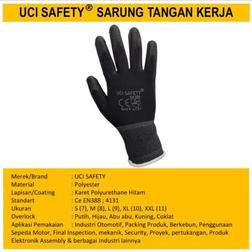 Dilapisi Karet Safety Gloves Kerja Sarung Tangan Bahan Nylon Polyester Coating Karet