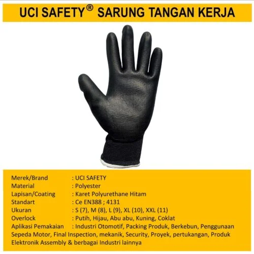 Dilapisi Karet Anti Slip Security Satpam Safety Gloves Kerja Sarung Tangan