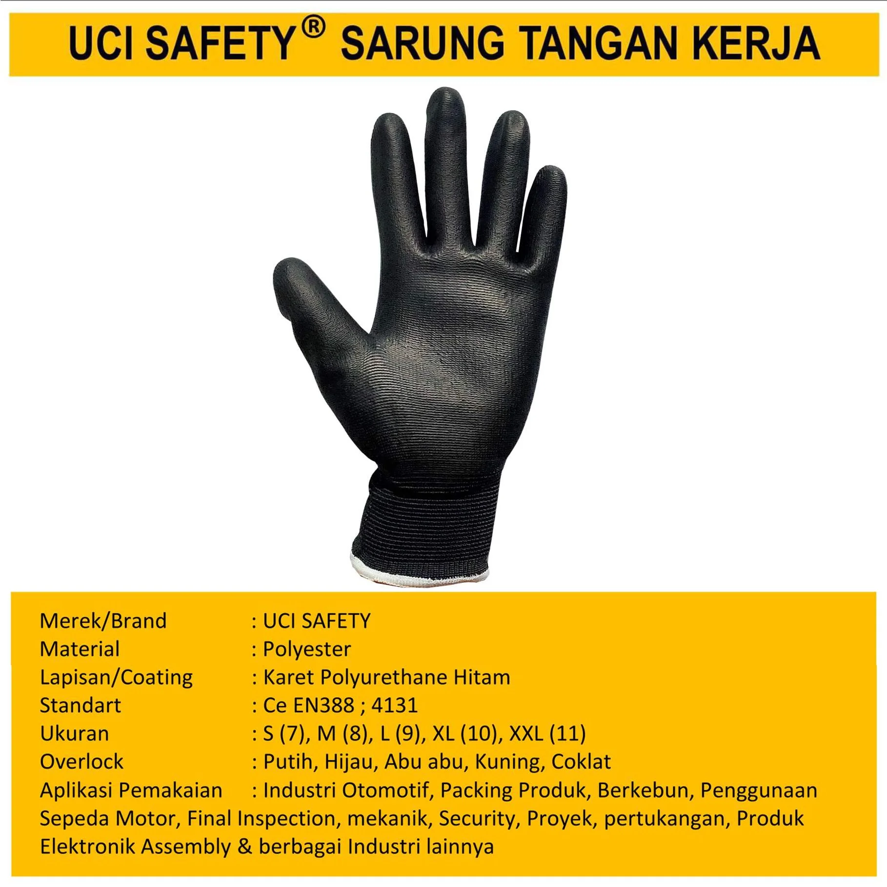 Dilapisi Karet Anti Slip Security Satpam Safety Gloves Kerja Sarung Tangan