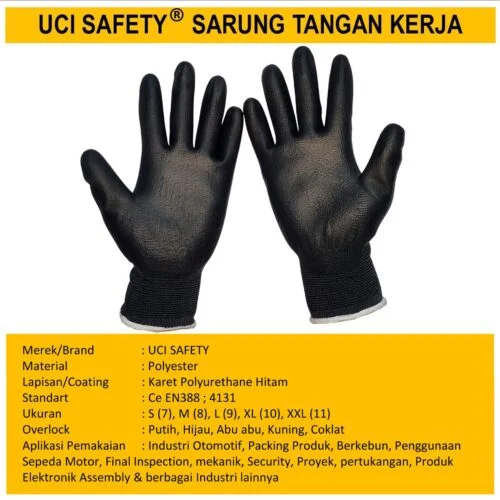 Safety Gloves Proyek Tukang Bagunan Palmfit Kerja Sarung Tangan Bahan Nylon Polyester