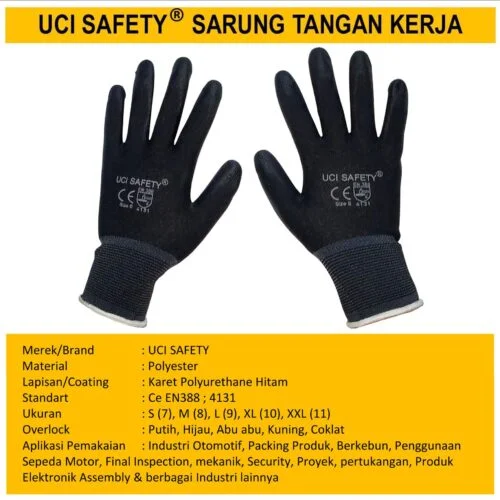 Sarung Tangan Palmfit Polyurethane Telapak Tangan dilapisi karet Uci Safety