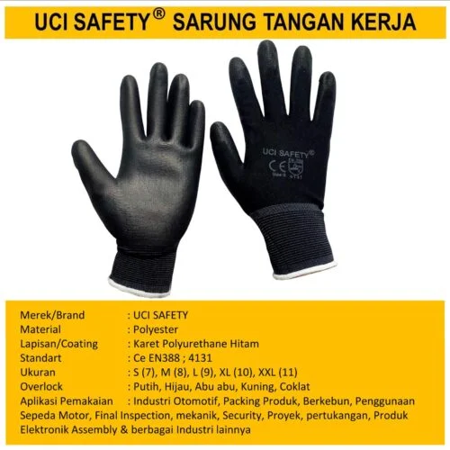 Kerja Palm Fit Karet Sarung Tangan Bahan Nylon Polyester Coating Karet