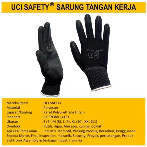 Hitam Black Berkebun PU Karet Dilapisi Karet