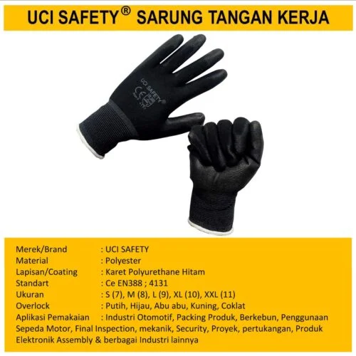 Anti Slip Hand Gloves Bahan Nylon Polyester Sarung Tangan Proyek Tukang Bagunan