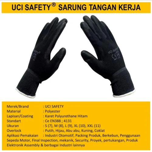 Security Satpam Hitam Black Telapak Tangan dilapisi karet Packing Palmfit