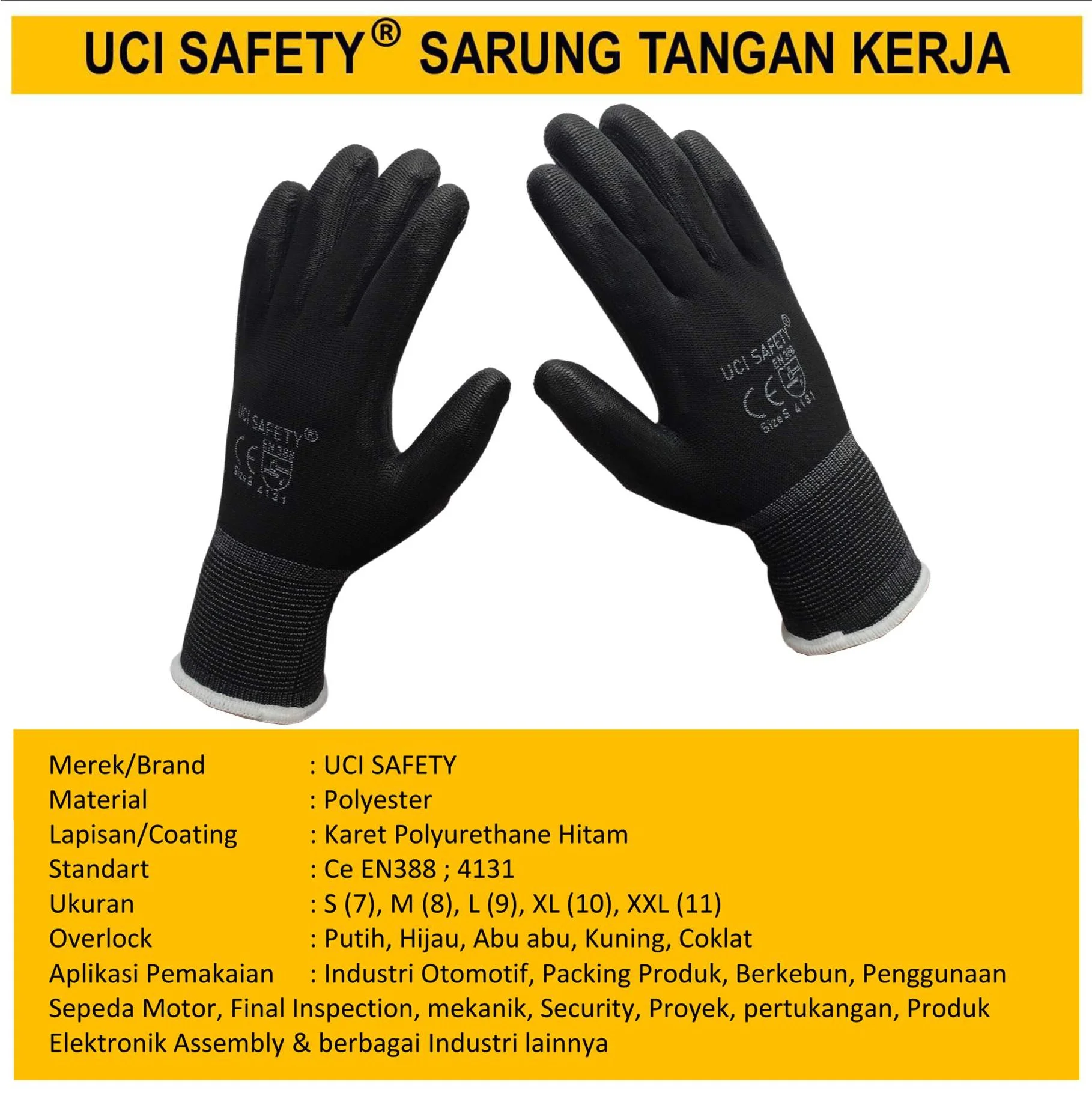 Palm Fit Security Satpam Hand Gloves Coating Karet Polyurethane