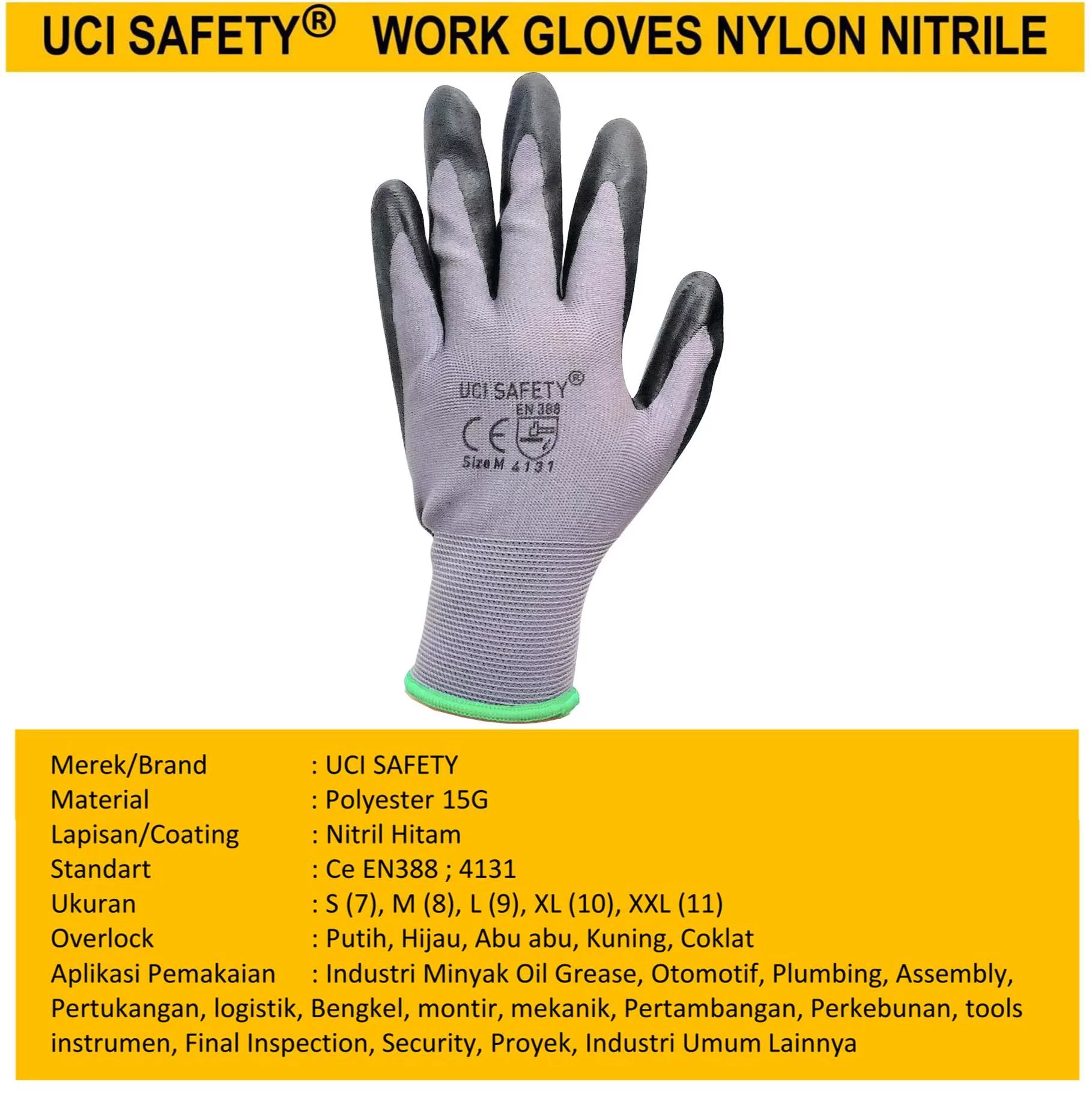 Sarung Tangan Multitask Perkebunan Hitam/Grey Hand Glove - Gambar 3