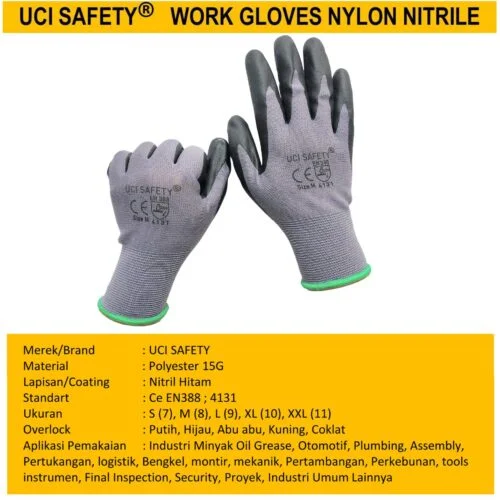 Hand Glove Mekanik Hitam/Grey Multitask Work