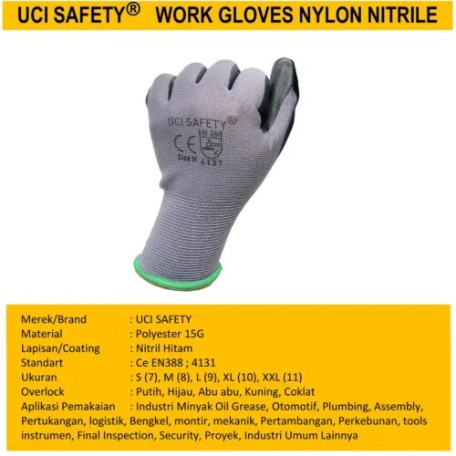 safety Gloves Berkebun Nitril Multi Purpose Greasy