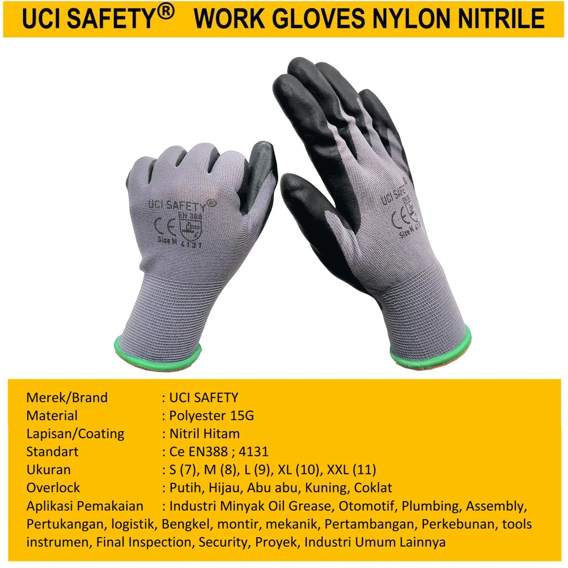 Teknisi Coating safety Gloves Ukuran M L XL Tukang - Gambar 5