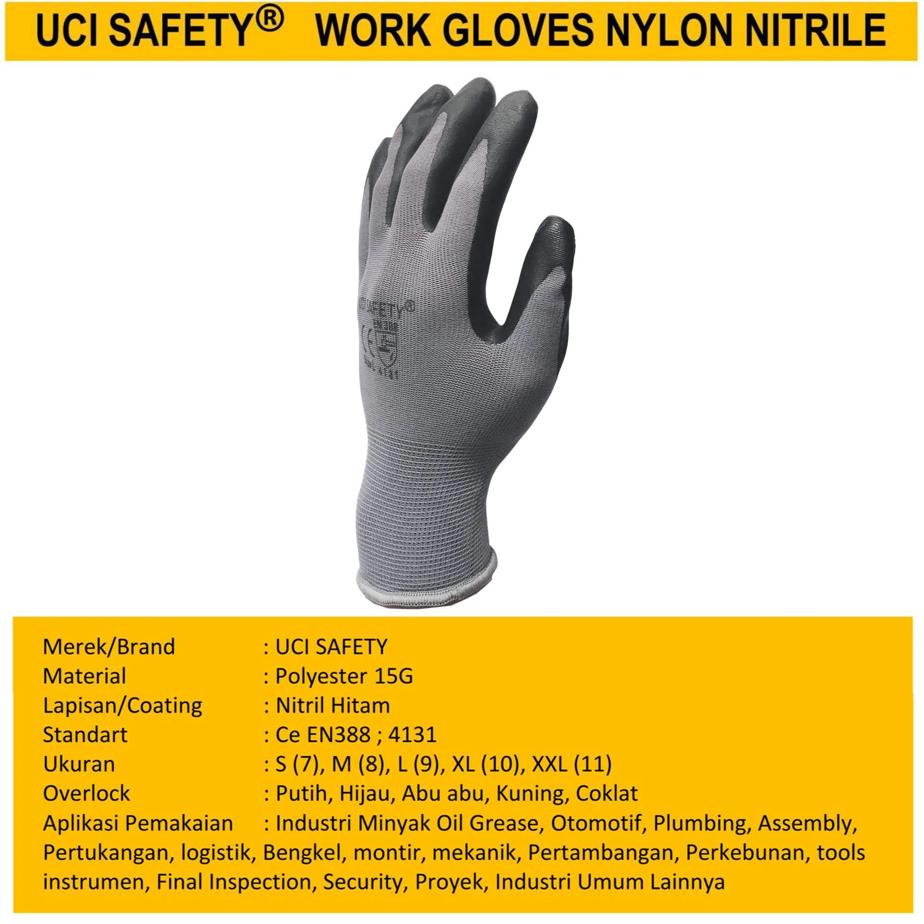 Teknisi Coating safety Gloves Ukuran M L XL Tukang - Gambar 2