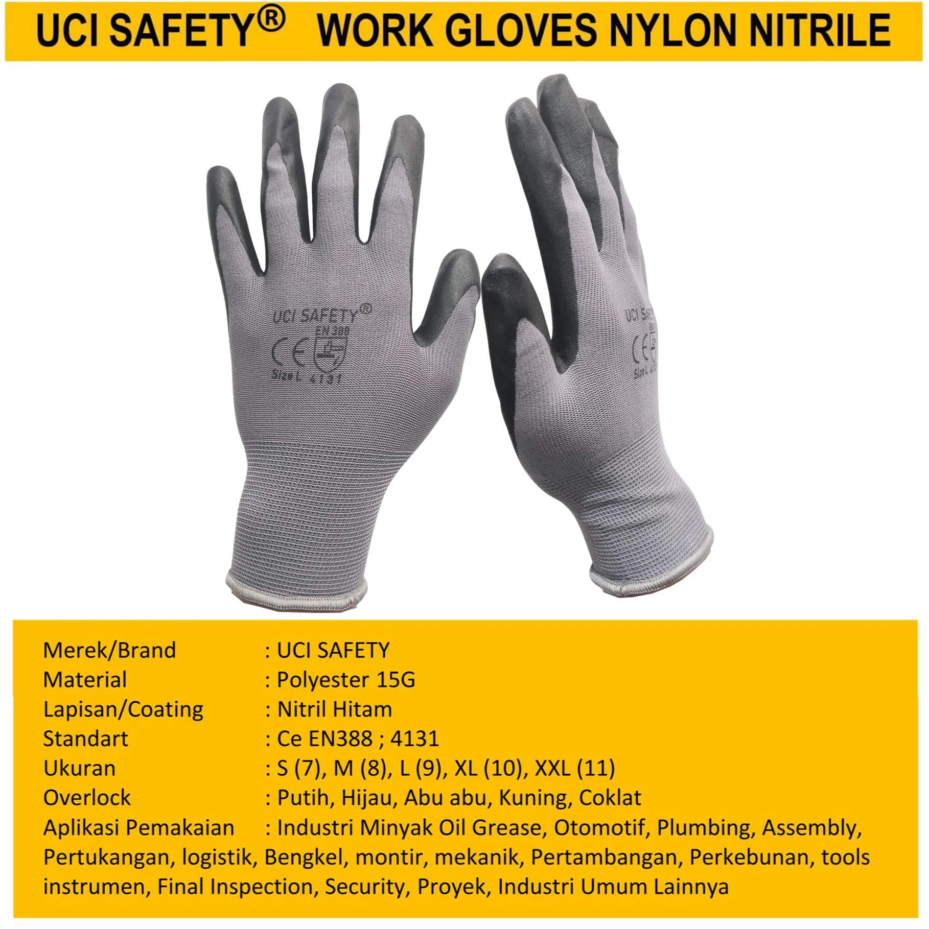 Sarung Tangan Multitask Perkebunan Hitam/Grey Hand Glove - Gambar 5