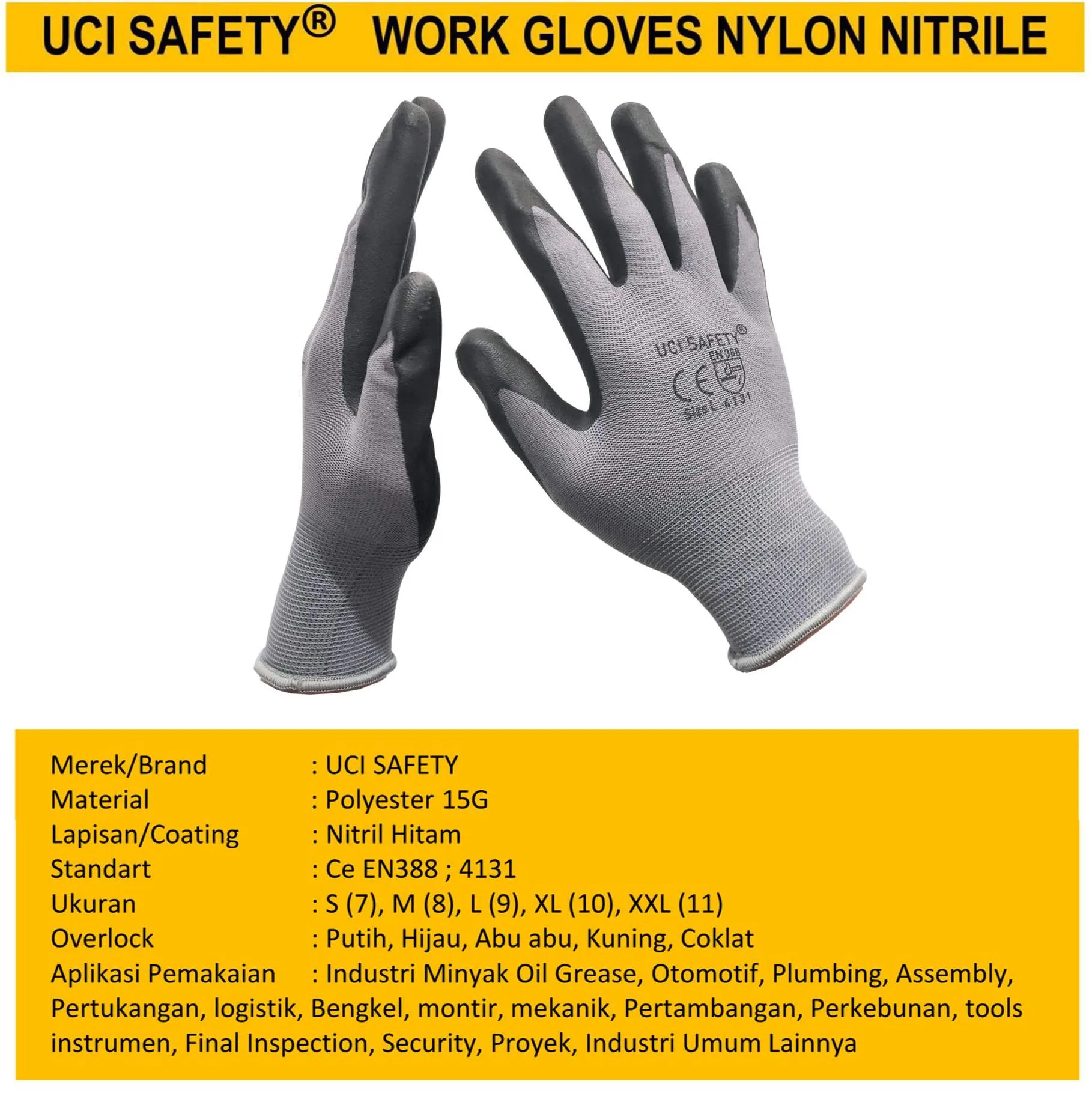Sarung Tangan Nitril Greasy Kerja Industri - Gambar 5