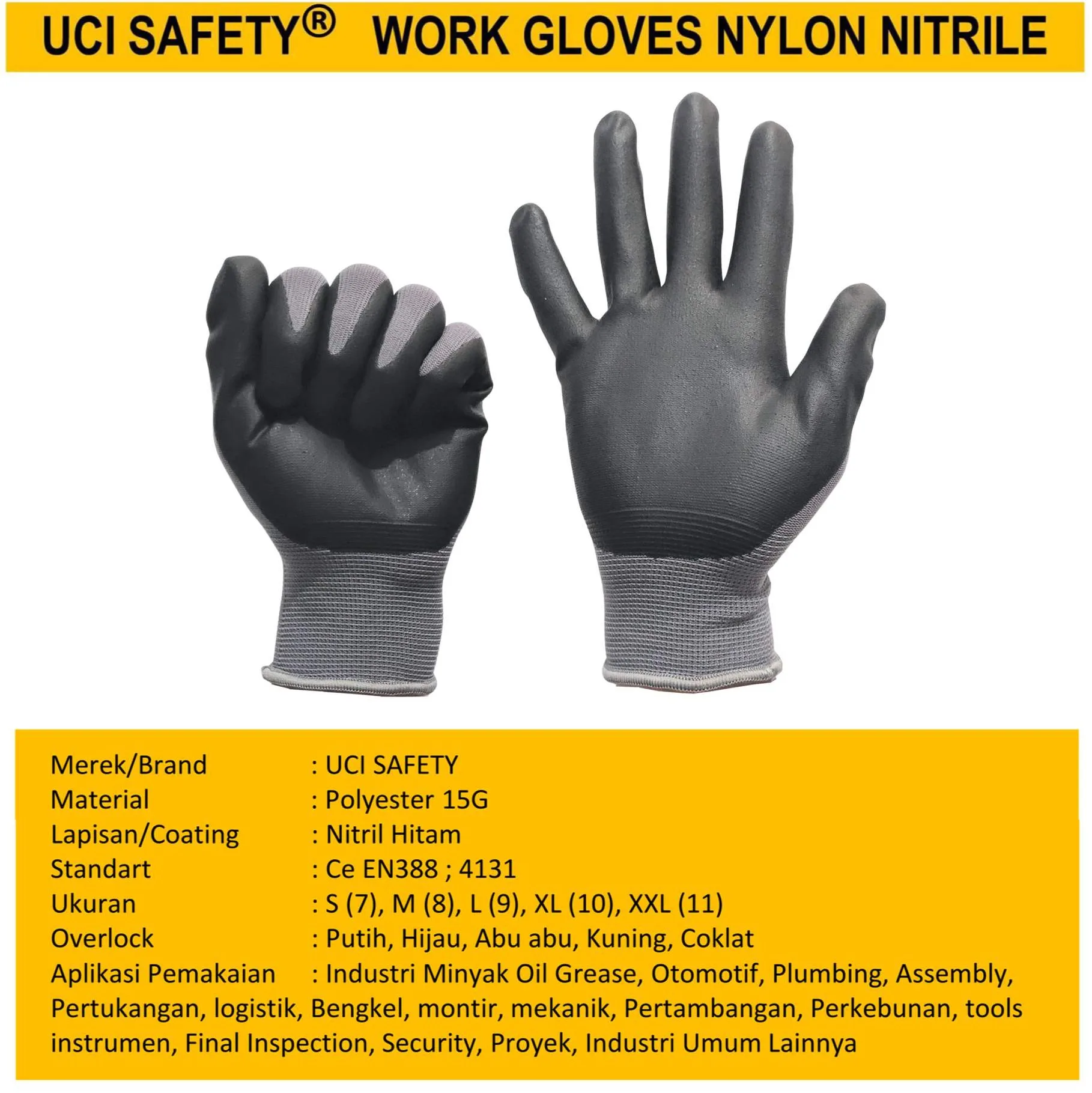 Sarung Tangan Nitril Greasy Kerja Industri - Gambar 2