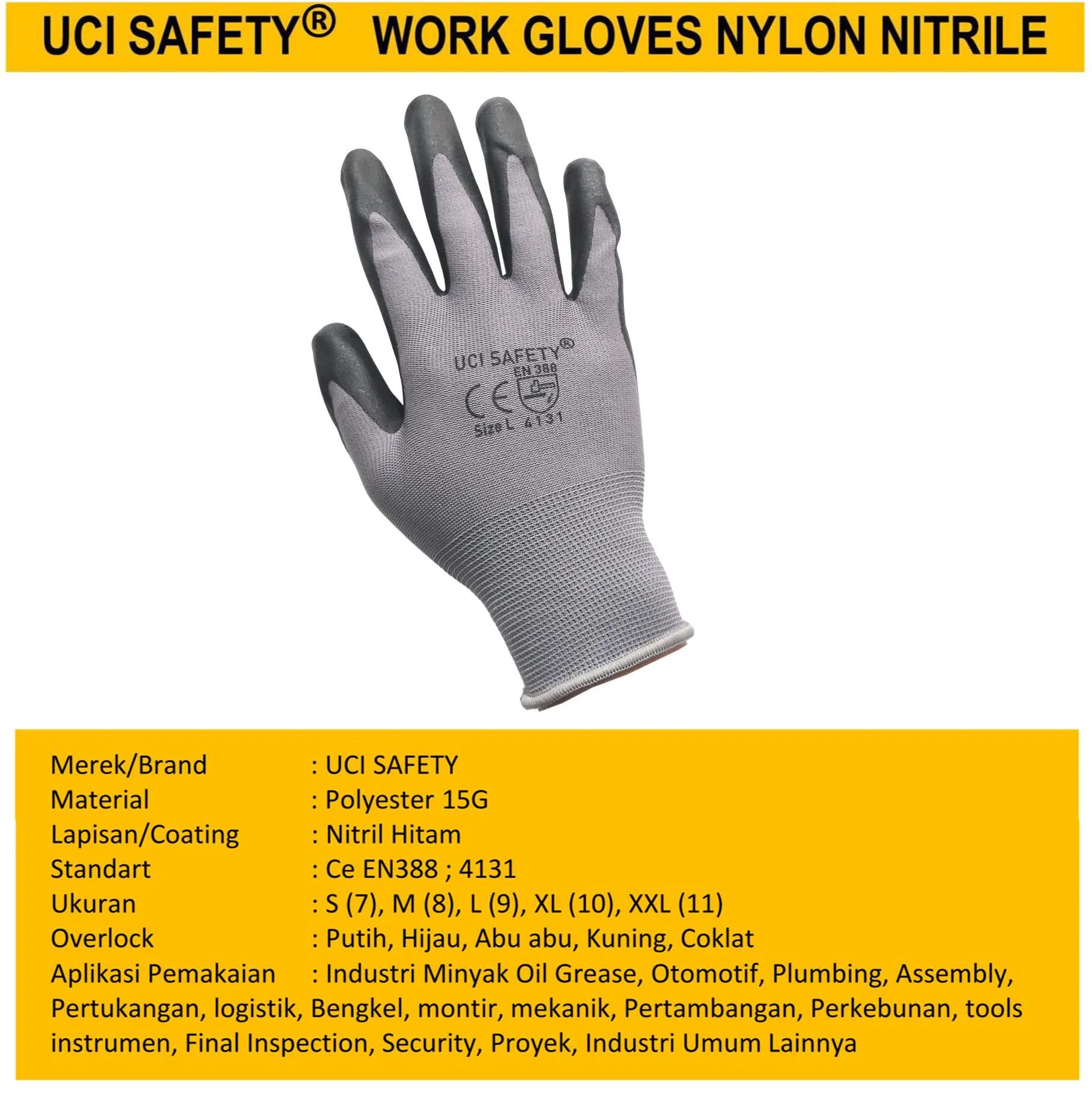 Proyek Kerja Work safety Gloves Uci Safety - Gambar 5
