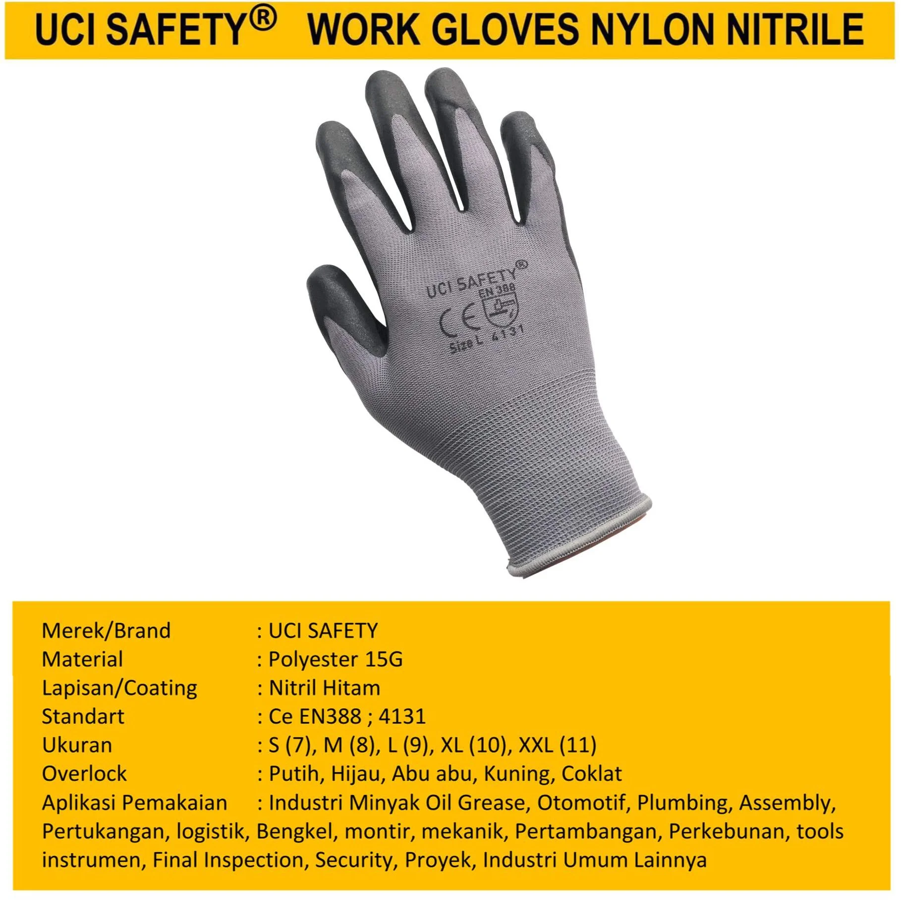 Sarung Tangan Nitril Greasy Kerja Industri - Gambar 4