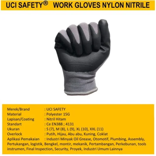 Industri otomotif k3 Hse Hand Glove En 388