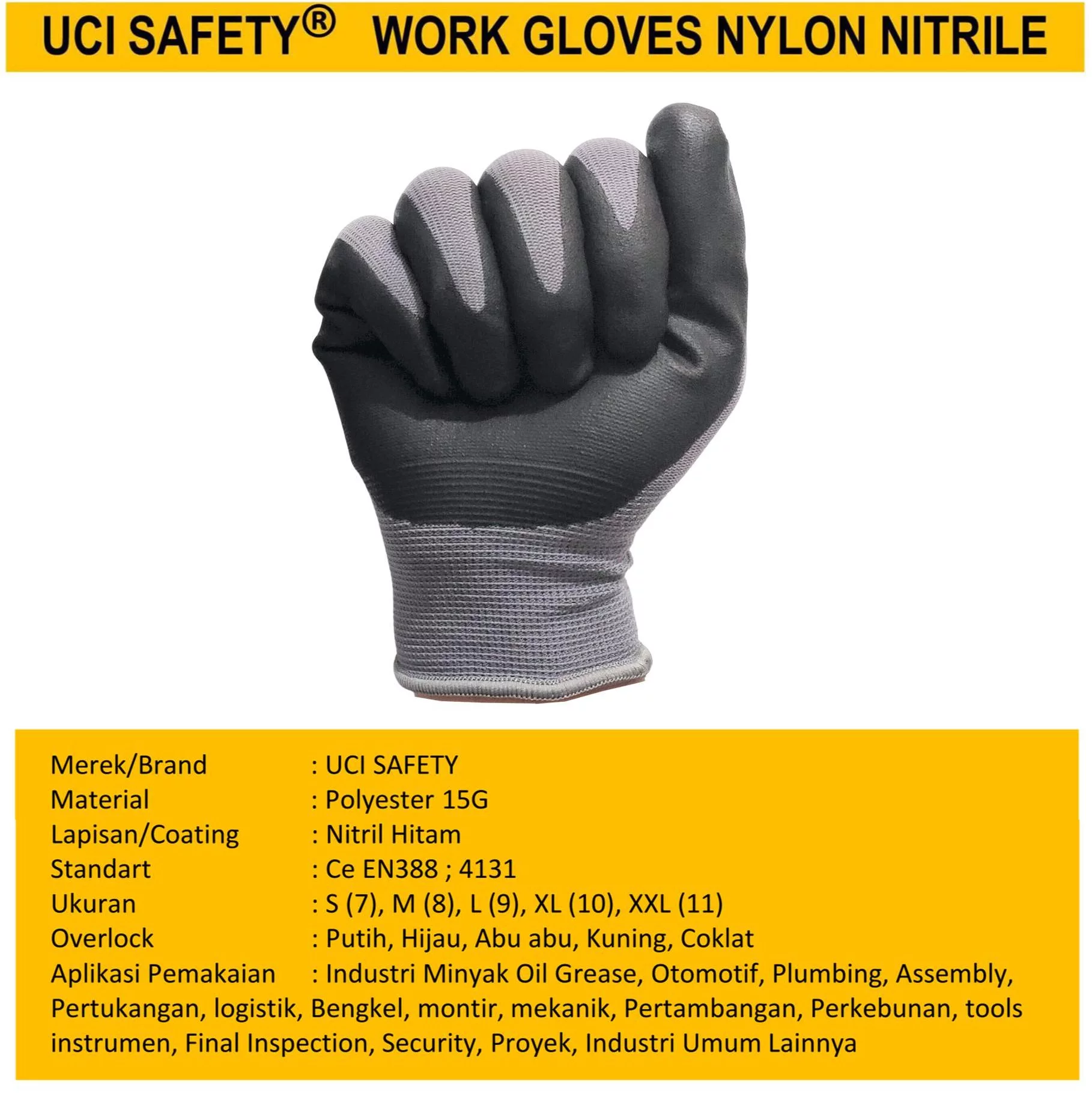 Sarung Tangan Multitask Perkebunan Hitam/Grey Hand Glove - Gambar 2