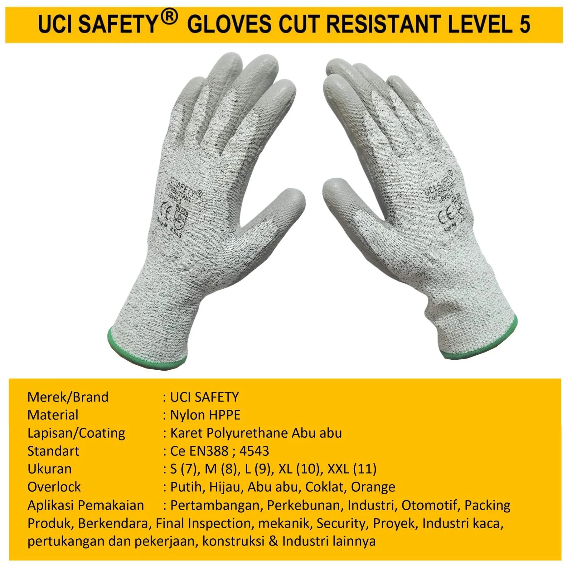 Pisau Kontruksi Hppe Ukuran S M L XL XXL Pertambangan Anti Slip Perkebunan Uci Safety - Gambar 3