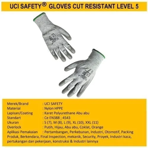 Cut Resistant Level 5 safety Gloves Anti Benda Tajam Anti Pisau Potong Anti Gores