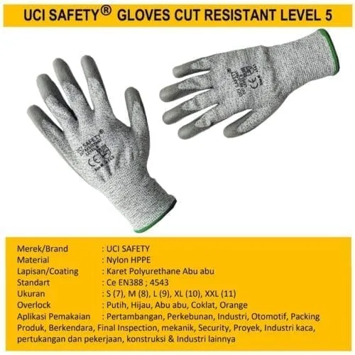 Anti Sayat Cut Resistant Level 5 safety Gloves Anti Benda Tajam Anti Pisau Potong