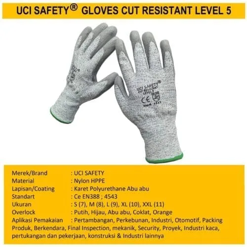 Sarung Tangan Anti Potong Anti Sayat Cut Resistant Level 5 safety Gloves