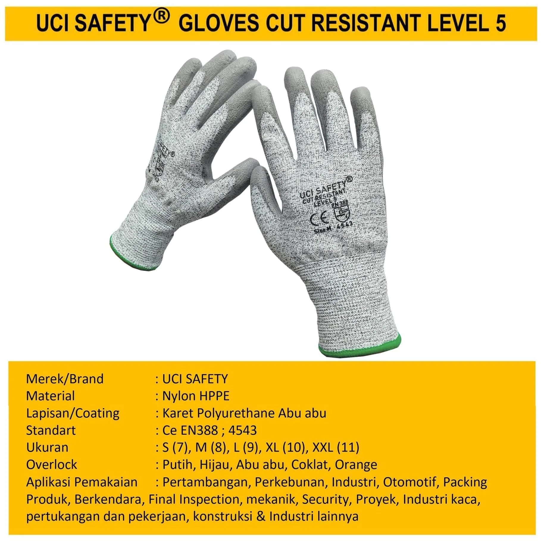 Sarung Tangan Anti Potong Anti Sayat Cut Resistant Level 5 safety Gloves