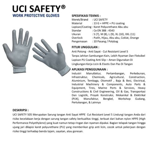 Mekanik Cut Resistant Level 5 dengan Uci Safety
