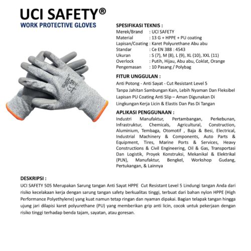 Dilapisi Karet Anti Slip Safety Gloves