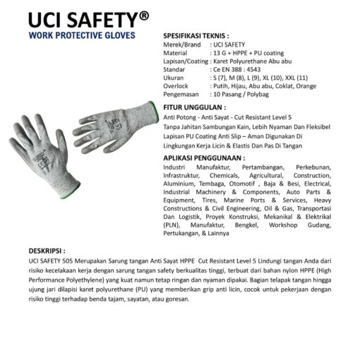 Coating Karet Nitril Kaca Cut Resistant Level 5