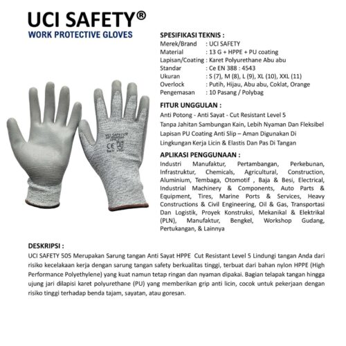 EN 388 4543 Anti Licin dilengkapi Motor