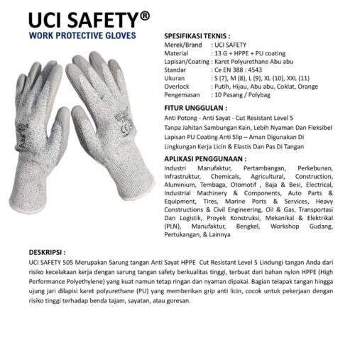 Uci Safety Safety Gloves Ukuran XL ukuran lengkap