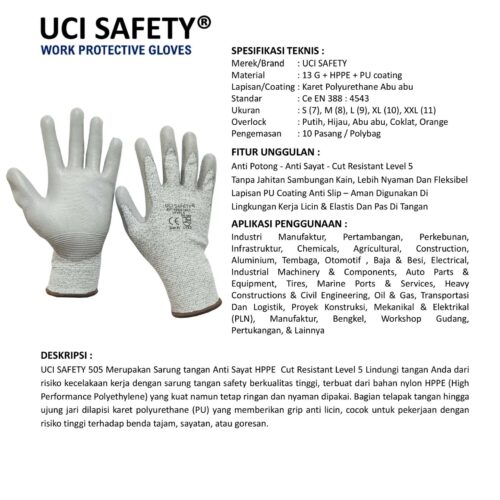 Cut Resistant Level 5 Safety Gloves Sarung Tangan terbaik