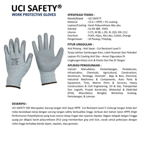 Safety Gloves Proyek dilengkapi Anti Benda Tajam