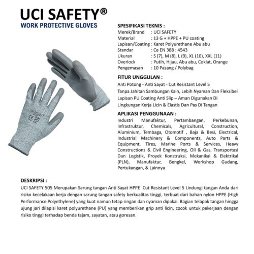 Safety Gloves Uci Safety Tukang ukuran lengkap