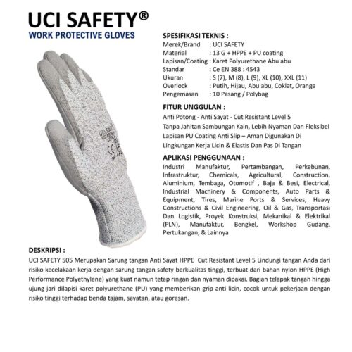 Uci Safety Berkebun dilengkapi Ukuran S