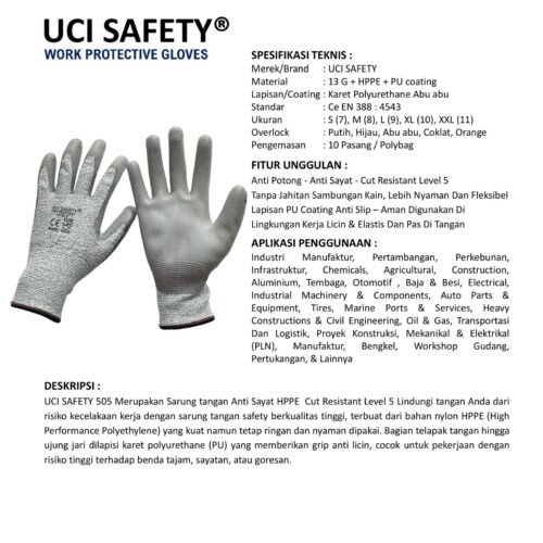 Anti Potong Safety Gloves Hand Gloves ukuran lengkap