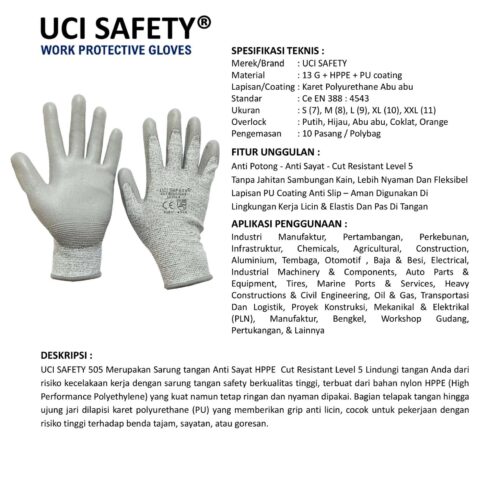 EN 388 4543 Motor dilengkapi Anti Gores