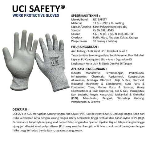 Mekanik Cut Resistant Level 5 dengan Telapak Tangan