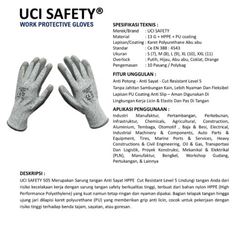 Ukuran M Uci Safety cocok untuk Industri