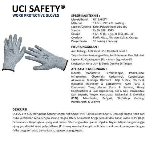 Cut Resistant Level 5 Ukuran XL dengan Tukang