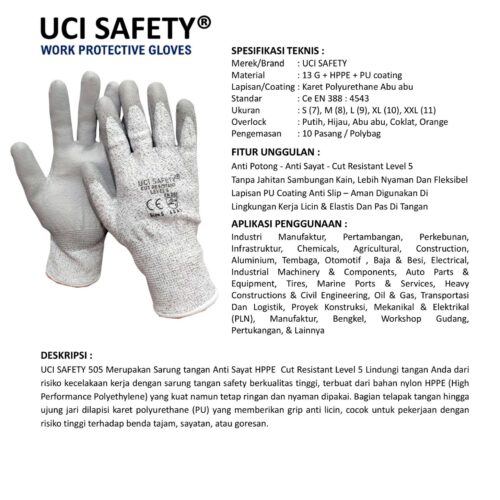 Ukuran L Industri Safety Gloves standar Ukuran L