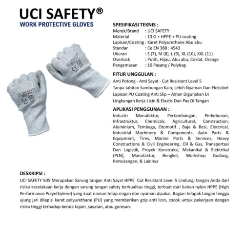 Anti Potong Uci Safety Tukang standar HPPE