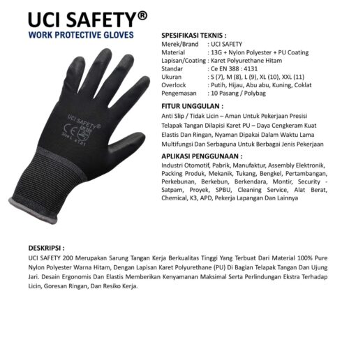Jual Sarung Tangan PU Uci Safety Harga Terjangkau Batam Kepulauan Riau