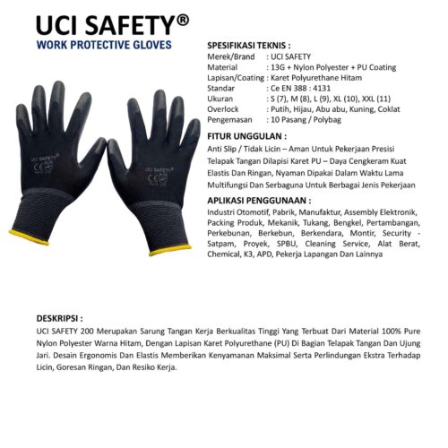Distributor Sarung Tangan Safety Kerja Uci Safety Murah di Pekanbaru Riau