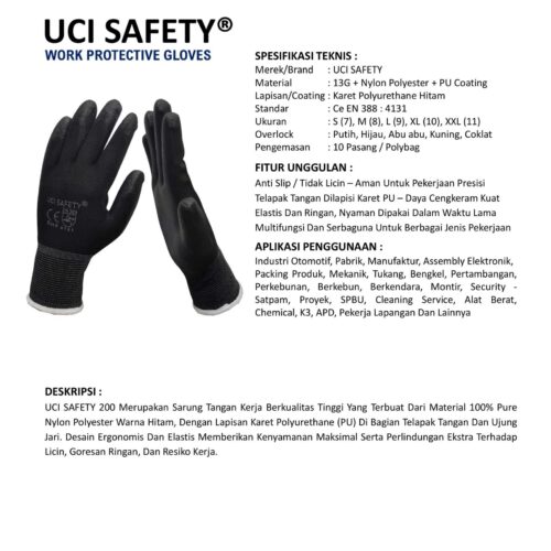Supplier Sarung Tangan Safety Kerja Uci Safety Resmi di Banjarmasin Kalimantan Selatan
